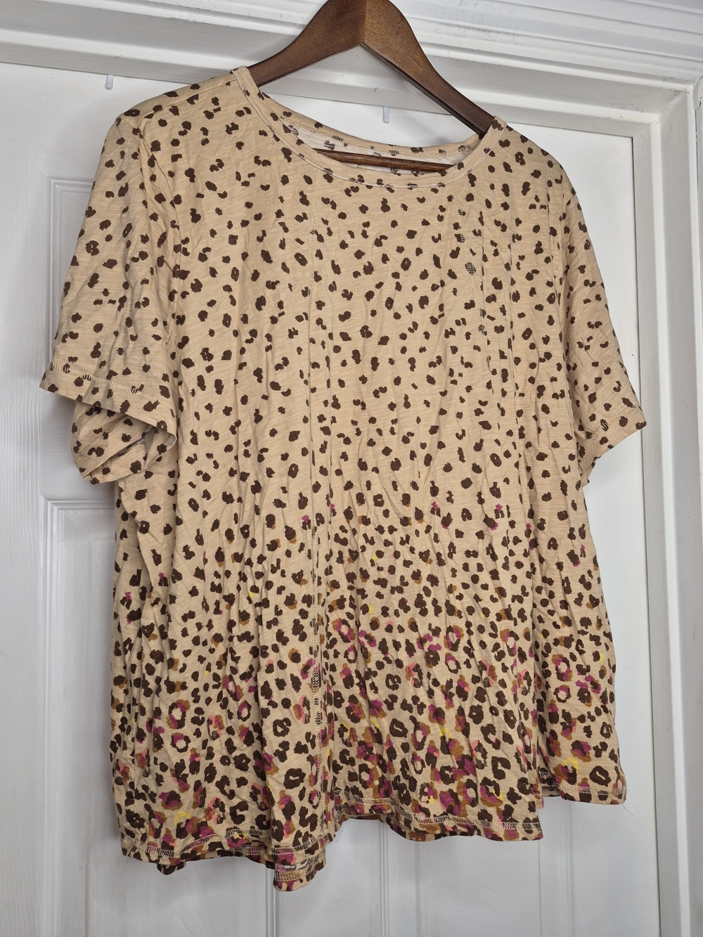 Westbound Tan Leopard Short Sleeve Top 3x